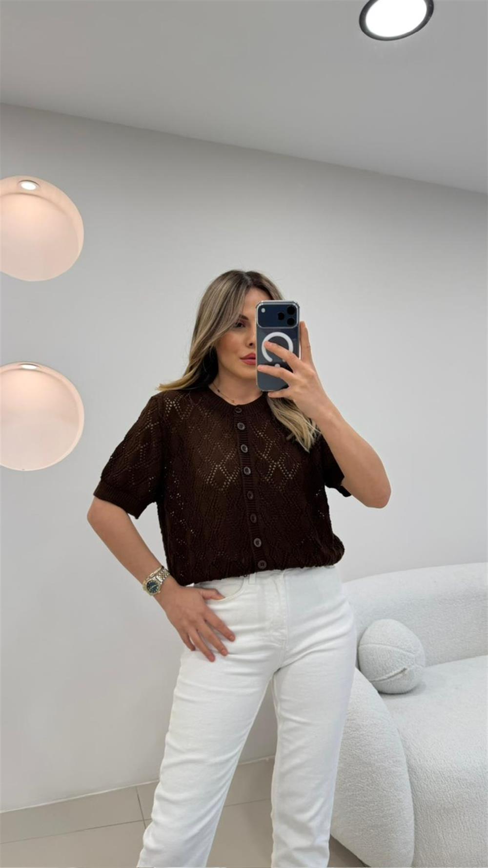 DÜĞMELİ KISA KISA KOL TRİKO