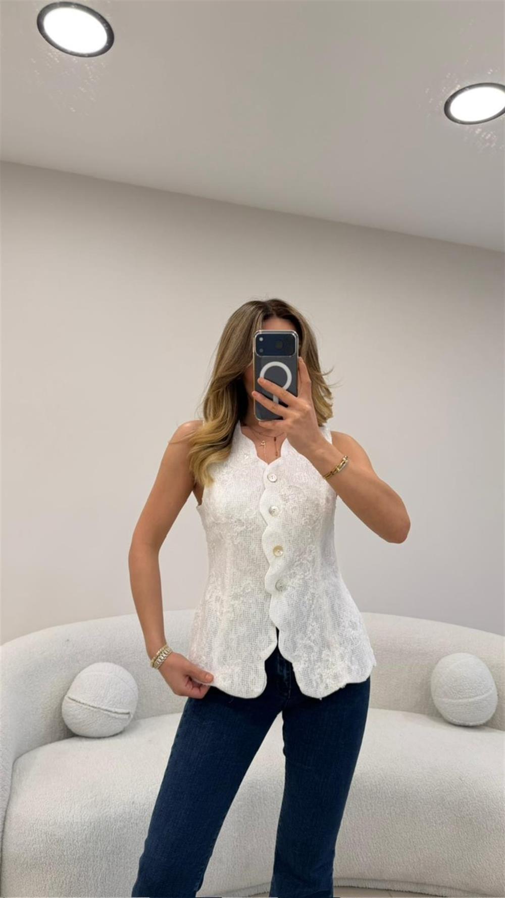 DÜĞMELİ PAYET DETAYLI YELEK