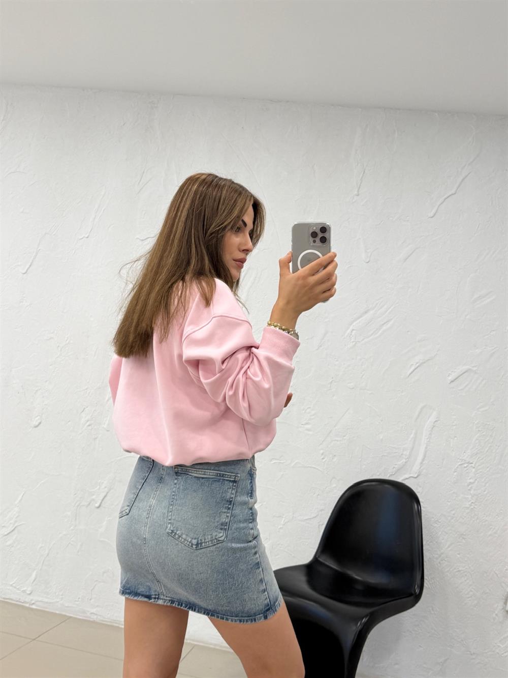 DÜZ BASİC SWEATSHIRT PEMBE