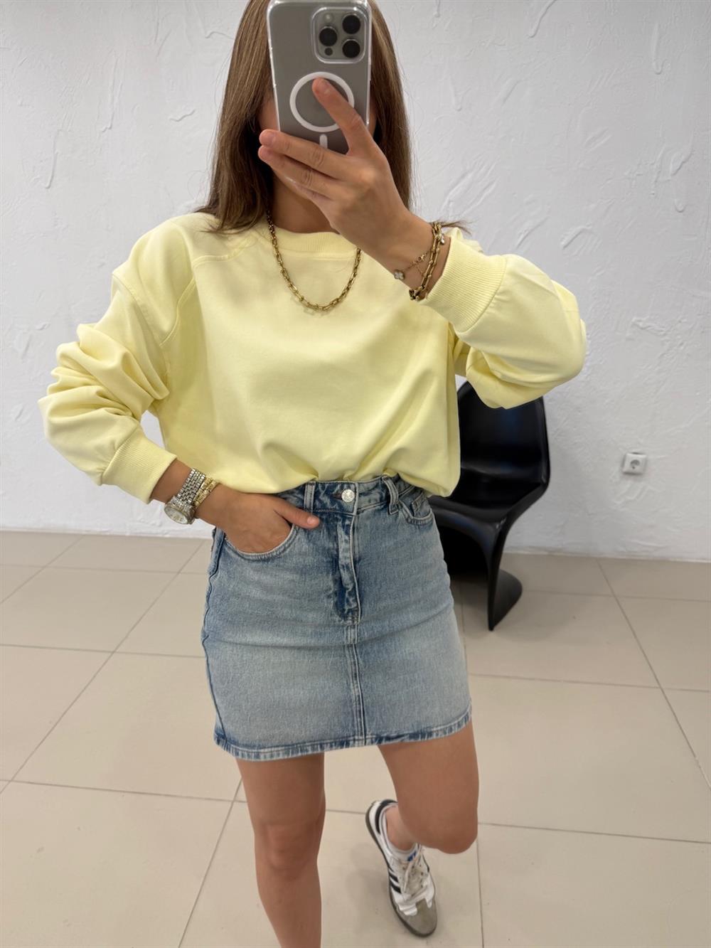 DÜZ BASİC SWEATSHIRT SARI