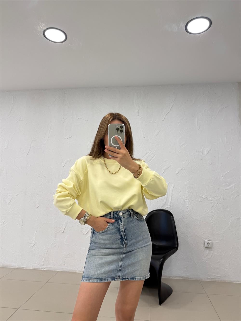 DÜZ BASİC SWEATSHIRT SARI