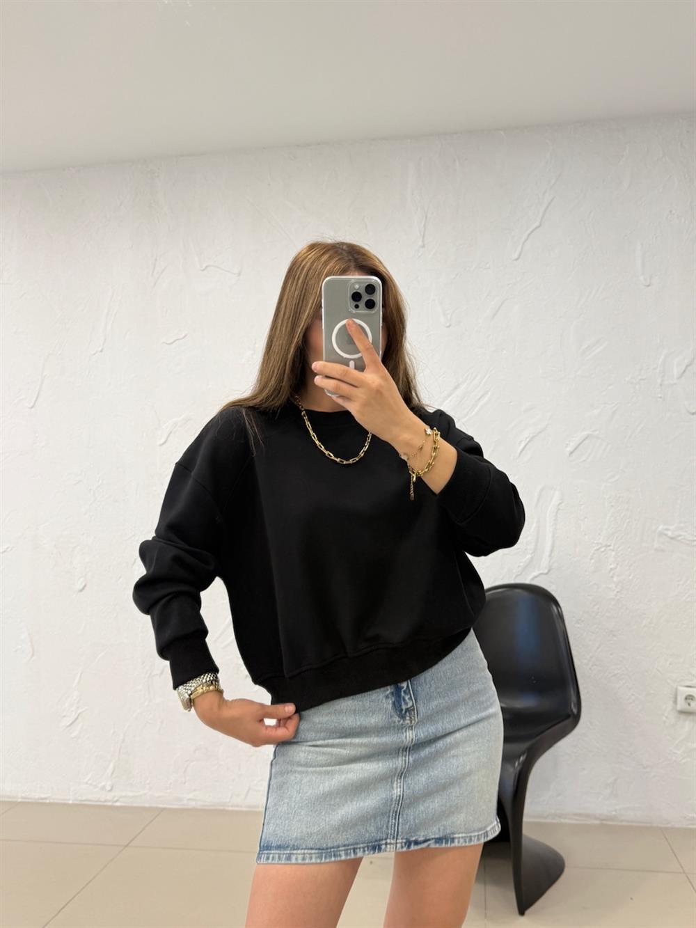 DÜZ BASİC SWEATSHIRT SİYAH