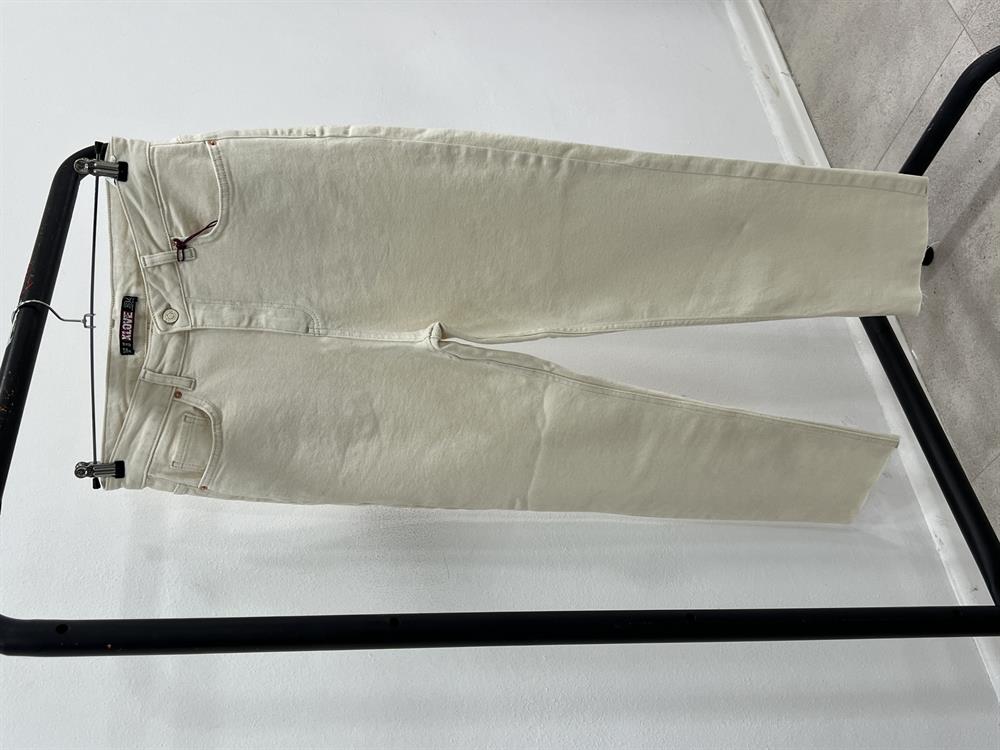 Ekru Battal Beden Likralı Mom Jean