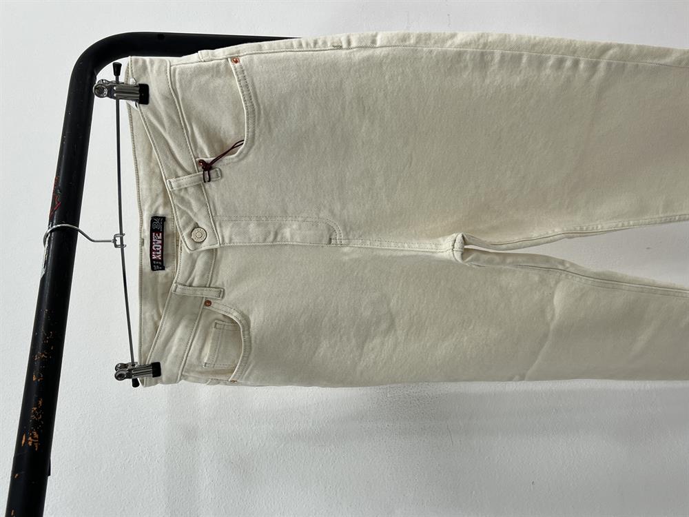 Ekru Battal Beden Likralı Mom Jean