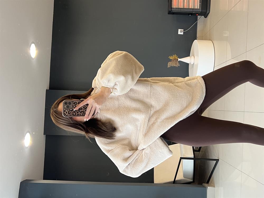 Ekru Renk Kanguru Cepli̇ Massi̇mo Peluş Sweat