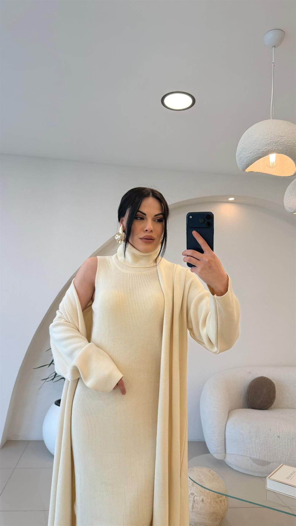 ELBİSE HIRKA TRİKO TAKIM EKRU