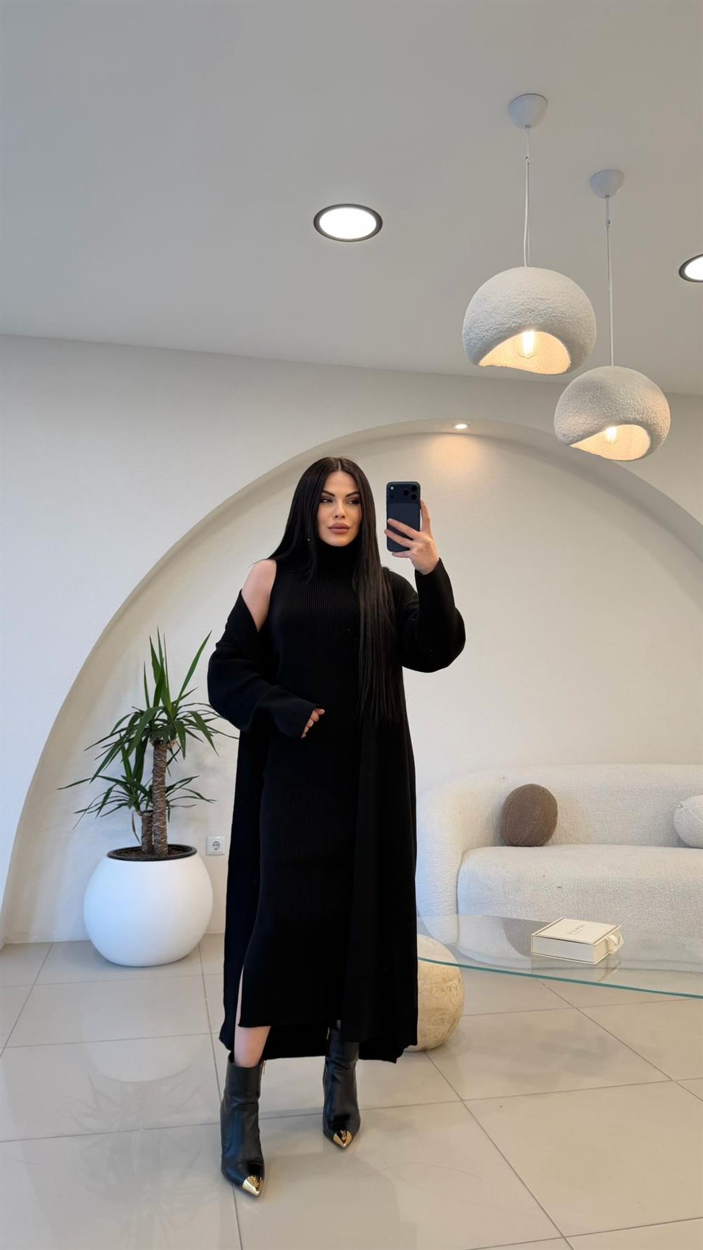 ELBİSE HIRKA TRİKO TAKIM SİYAH