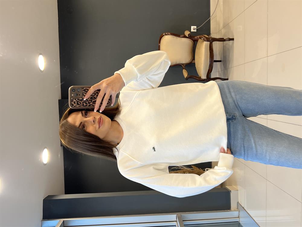 Eti̇ketli̇ Lcst Sweat Beyaz