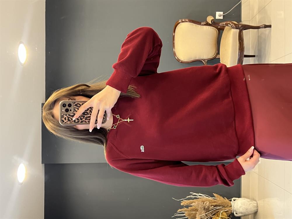 Eti̇ketli̇ Lcst Sweat Bordo