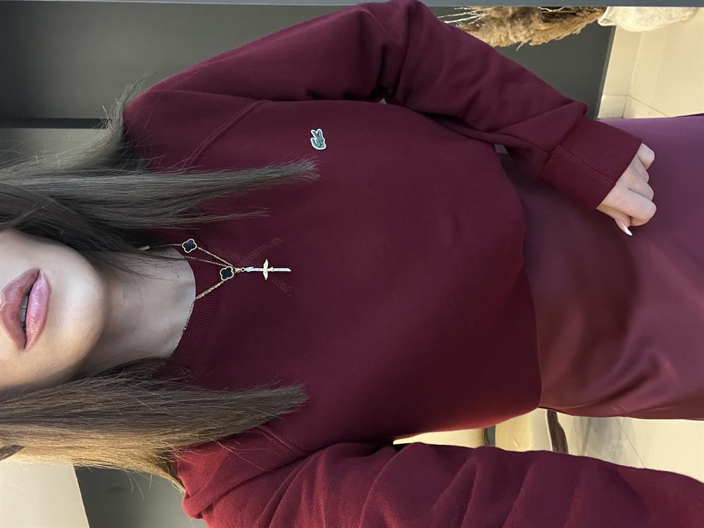 Eti̇ketli̇ Lcst Sweat Bordo