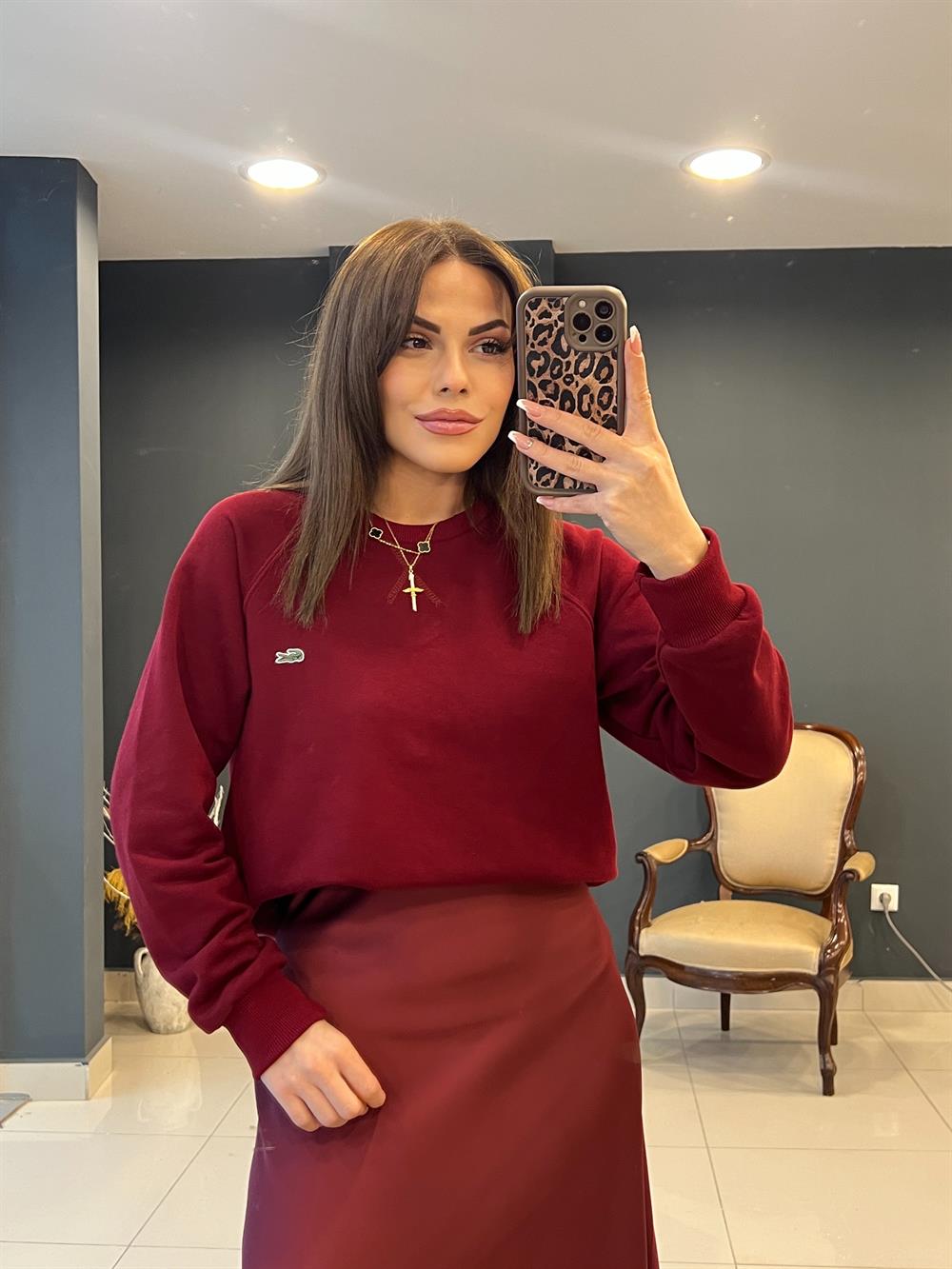 Eti̇ketli̇ Lcst Sweat Bordo