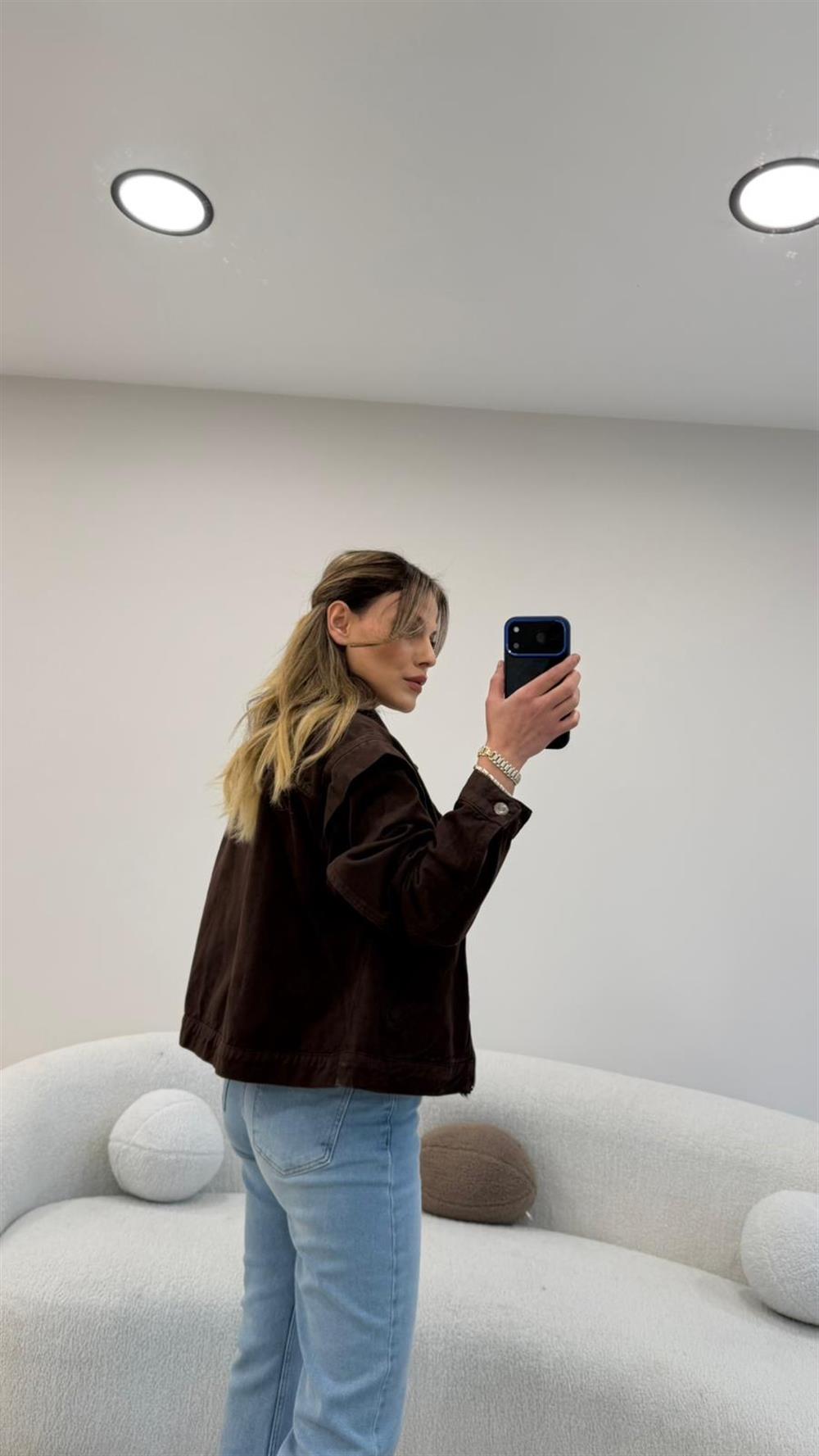 FERMUAR GETAYLI KOT CEKET ACI KAHVE