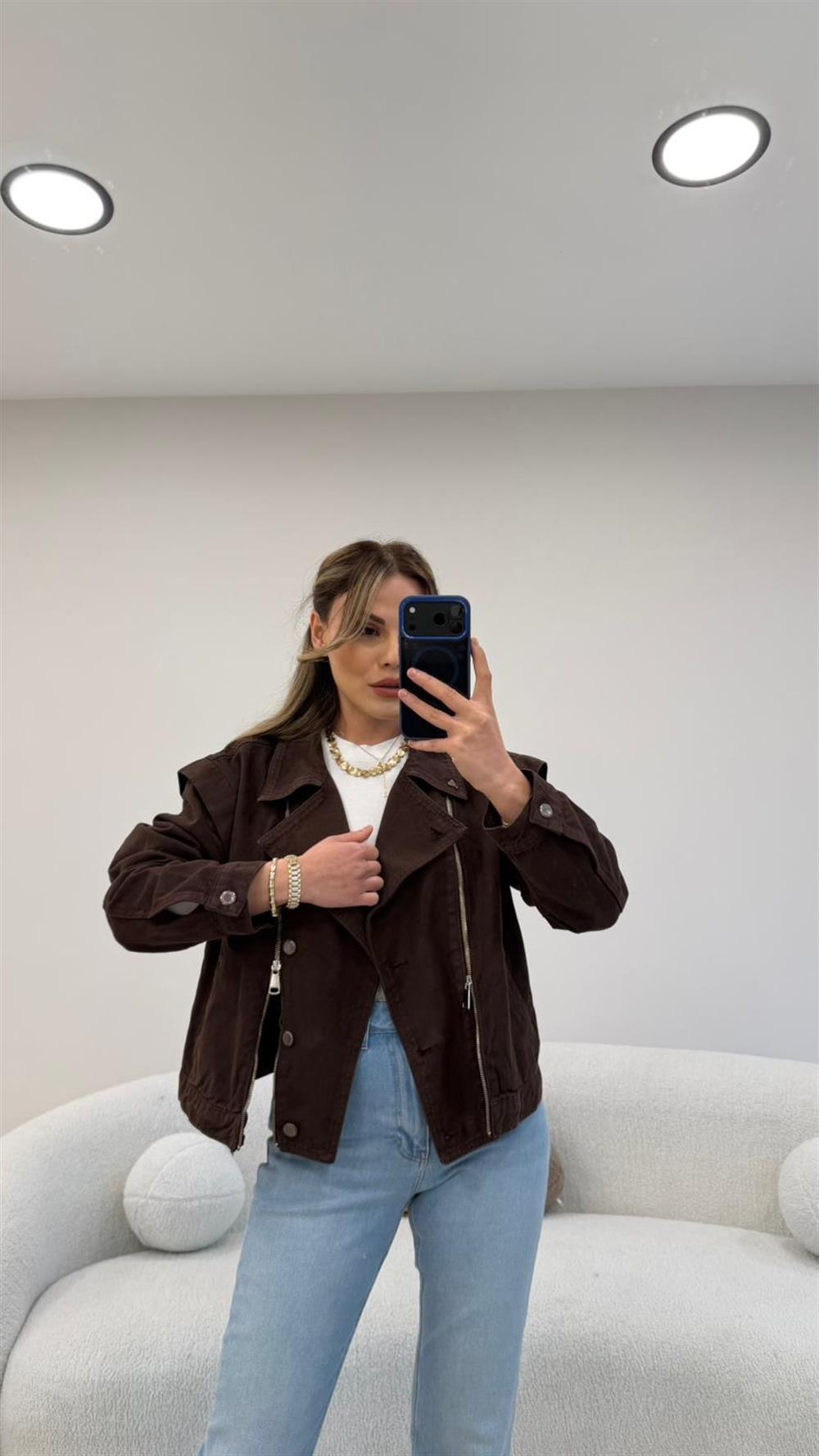 FERMUAR GETAYLI KOT CEKET ACI KAHVE