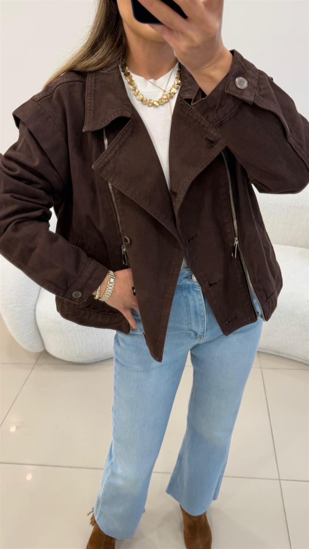 FERMUAR GETAYLI KOT CEKET ACI KAHVE