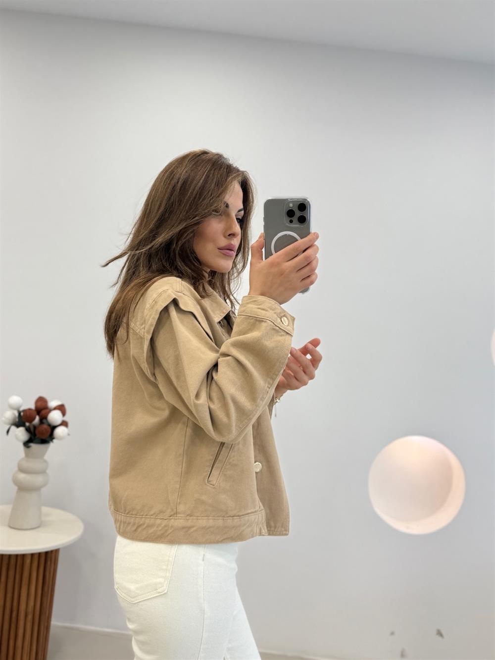 FERMUAR GETAYLI KOT CEKET CAMEL 