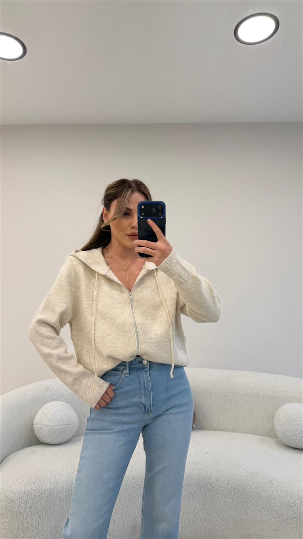 FERMUARLI KAPŞONLU HIRKA EKRU