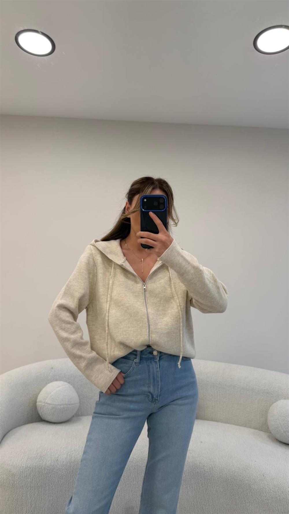 FERMUARLI KAPŞONLU HIRKA EKRU