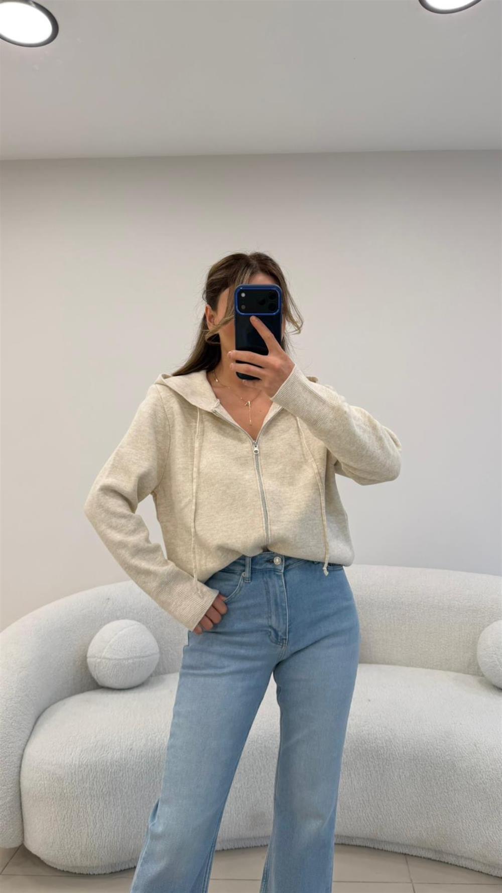 FERMUARLI KAPŞONLU HIRKA EKRU