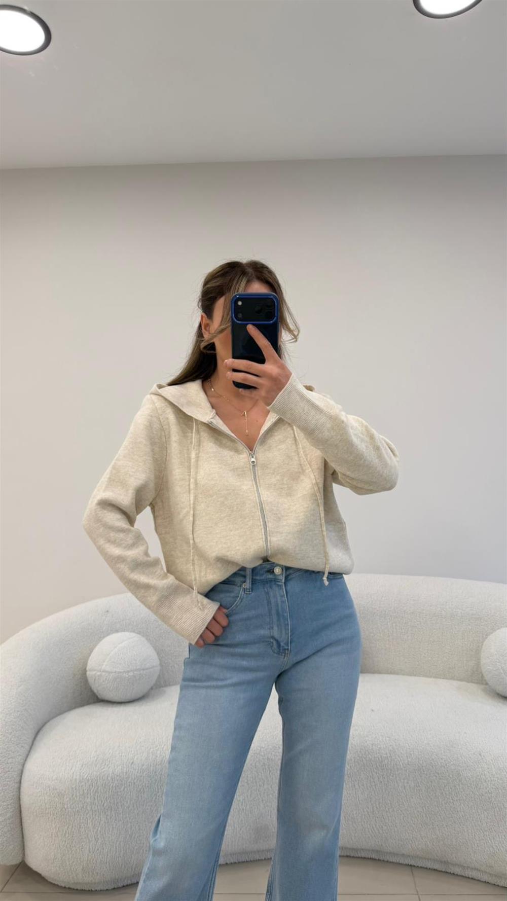 FERMUARLI KAPŞONLU HIRKA EKRU