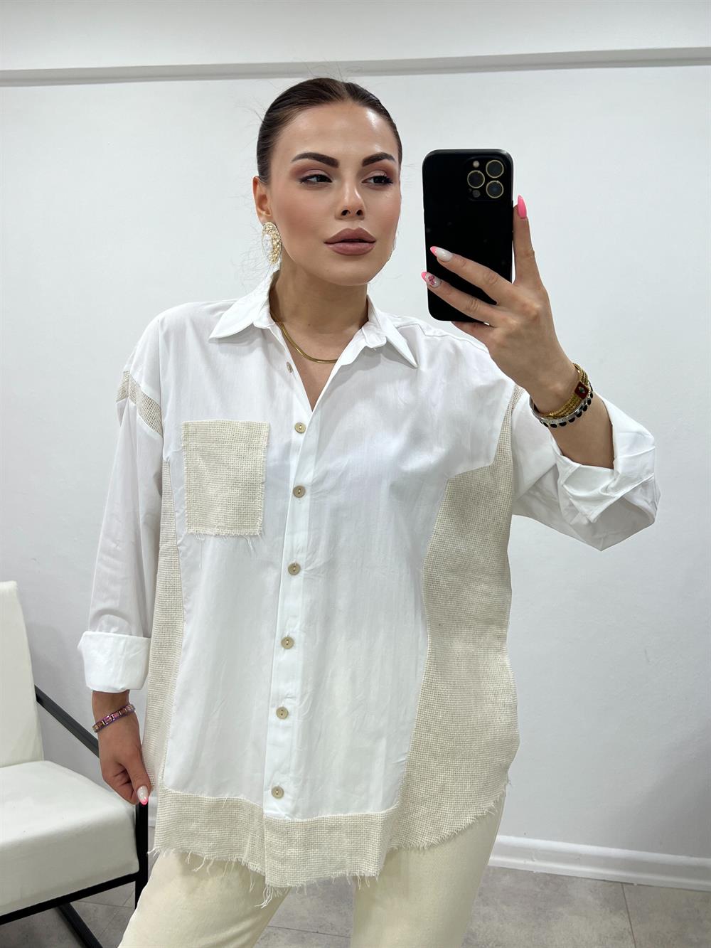 Fi̇leli̇ Tasarim Popli̇n Gömlek