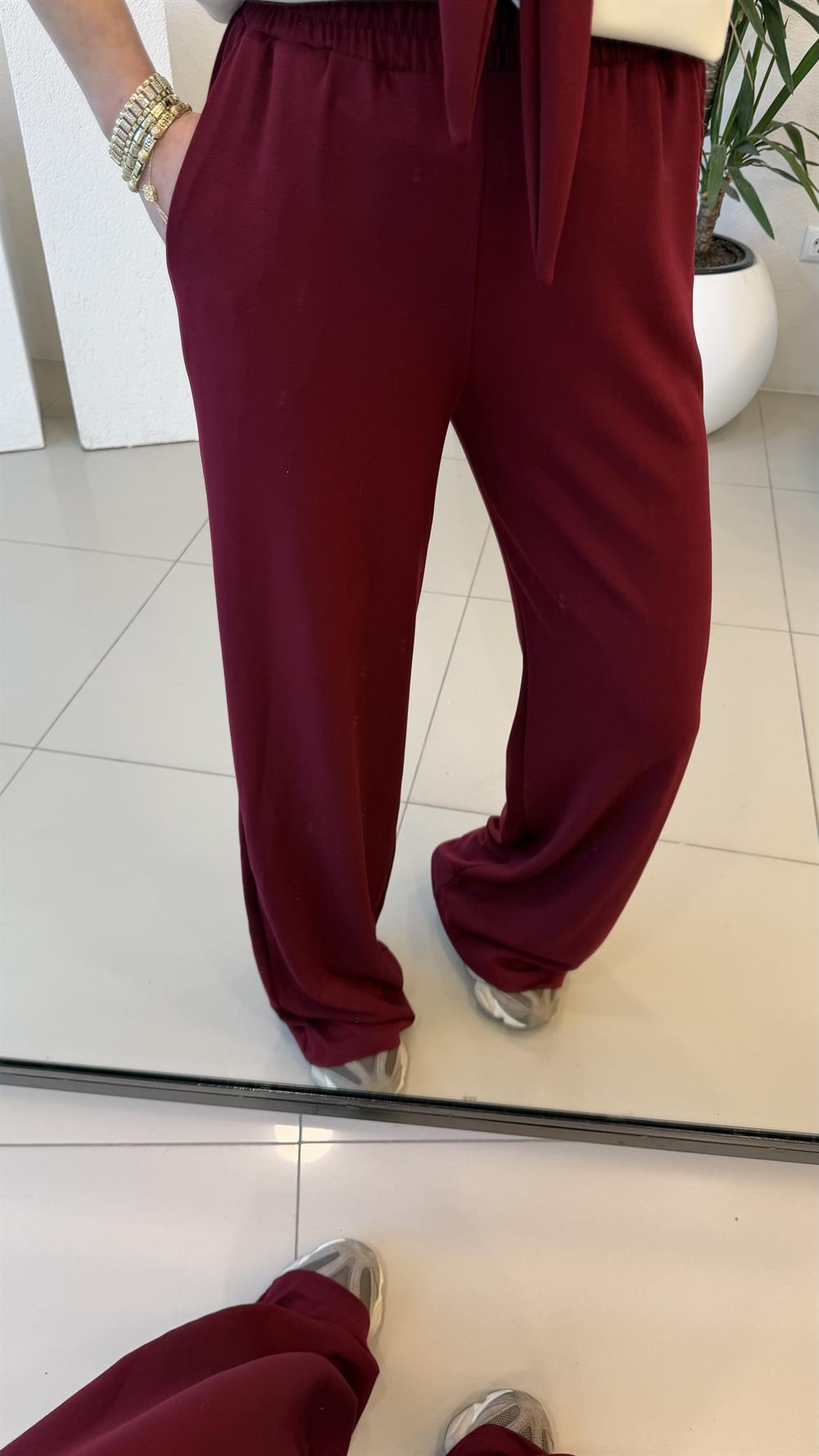 FULARLI MODAL İKİLİ TAKIM BORDO 