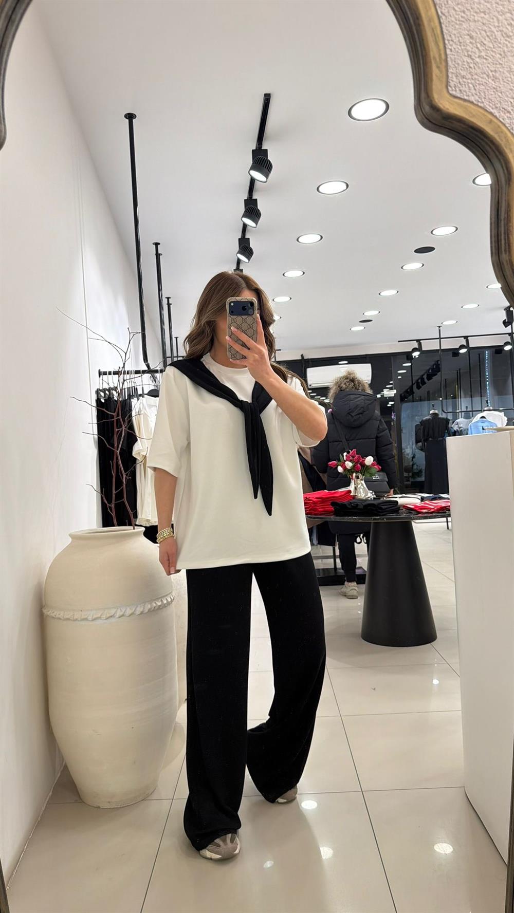 FULARLI MODAL İKİLİ TAKIM SİYAH 