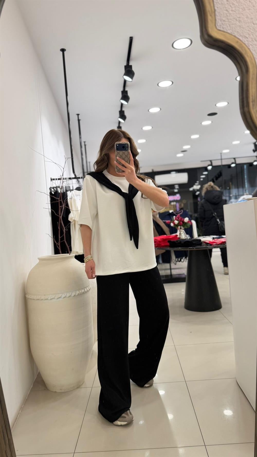 FULARLI MODAL İKİLİ TAKIM SİYAH 