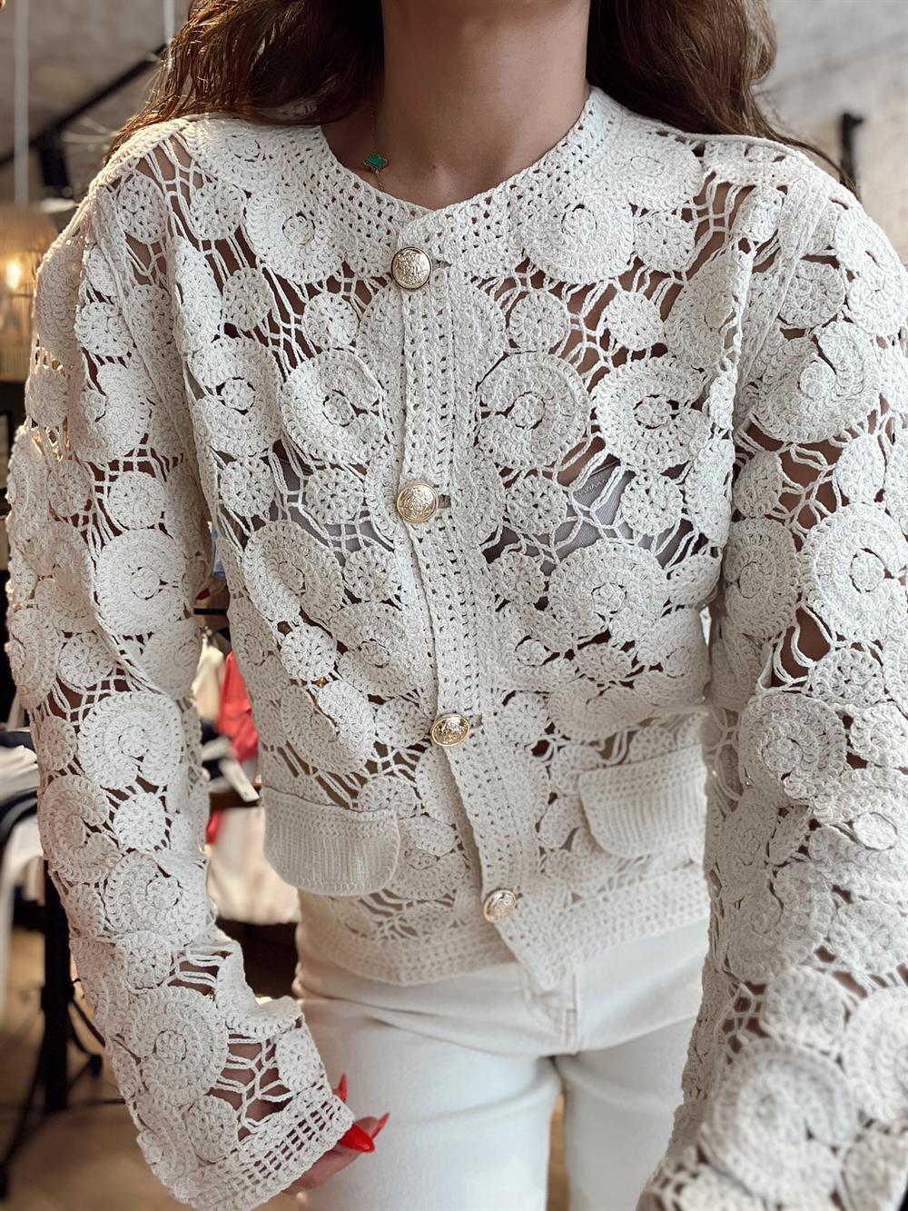 Gold Düğme Detayli Merseri̇ze Hirka