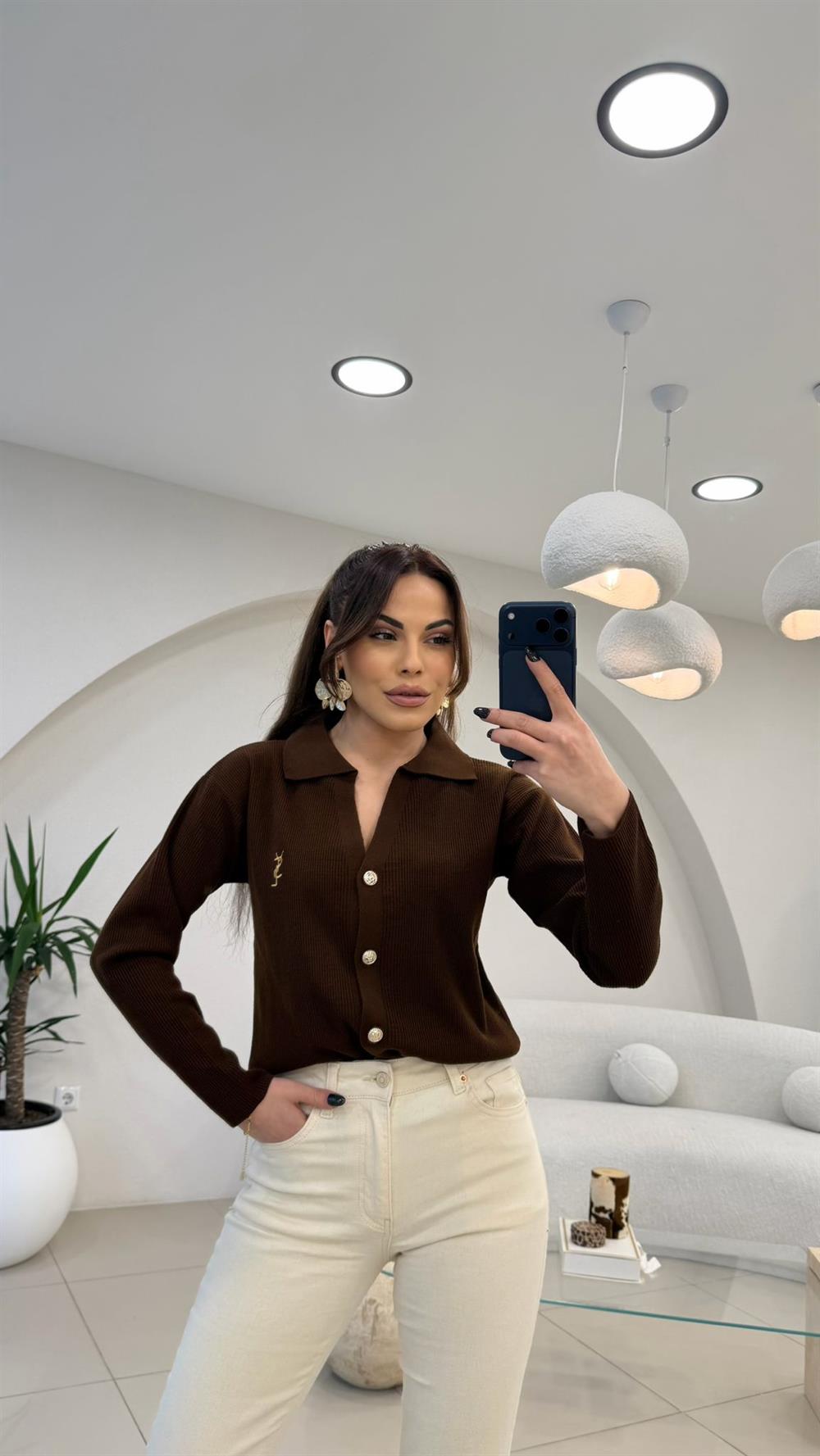 GOLD DÜĞMELİ HIRKA KAHVE