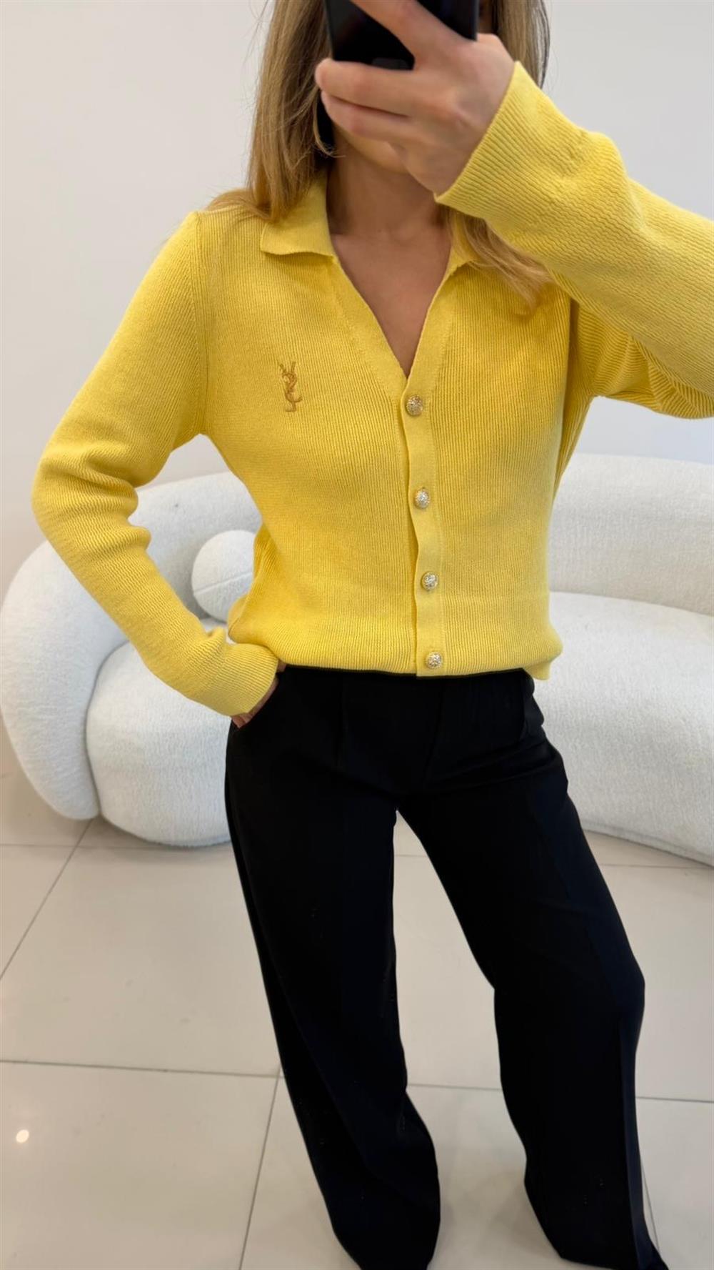 GOLD DÜĞMELİ HIRKA SARI