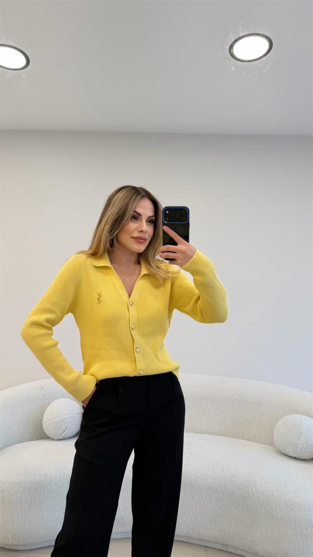 GOLD DÜĞMELİ HIRKA SARI