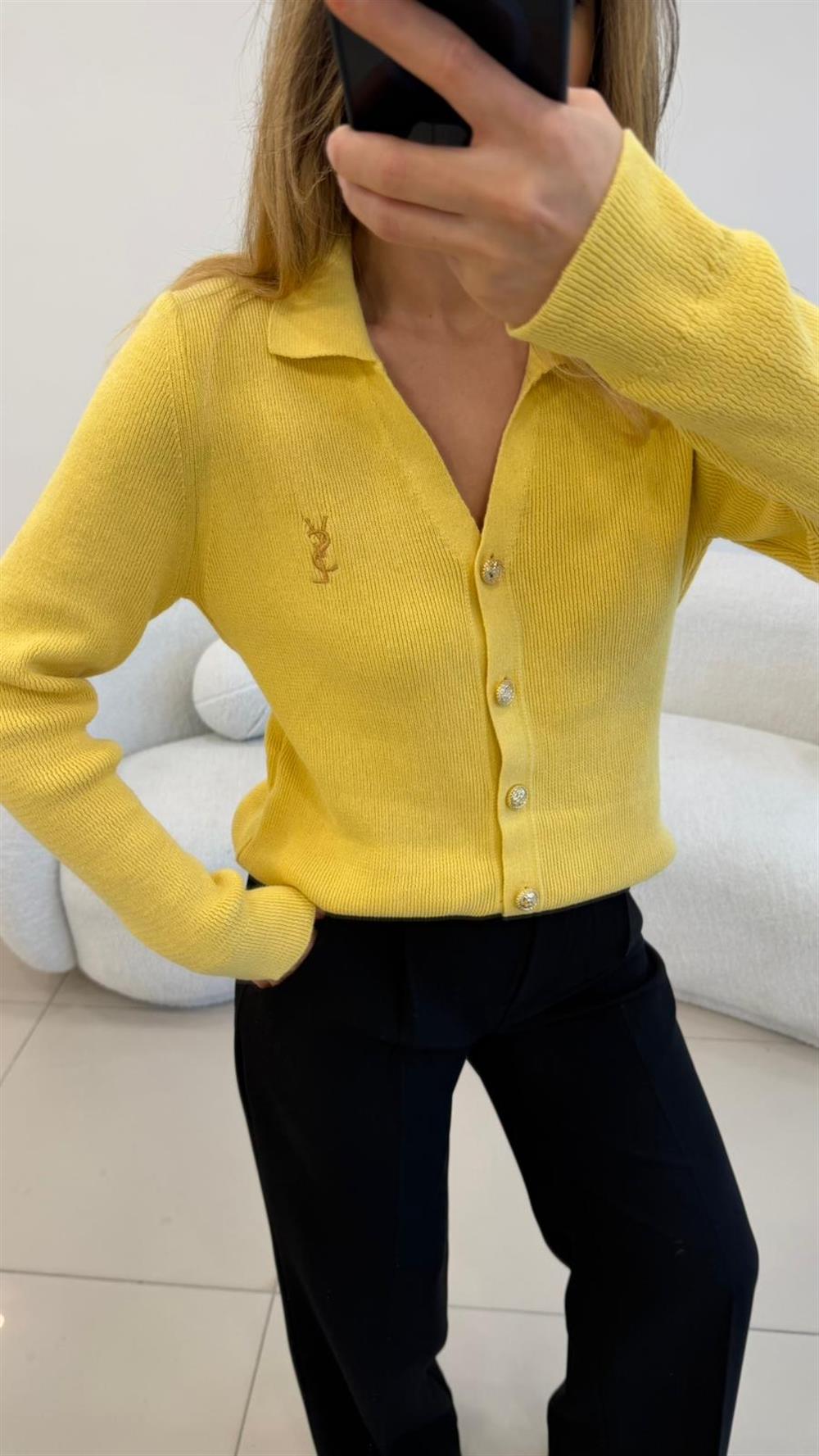 GOLD DÜĞMELİ HIRKA SARI