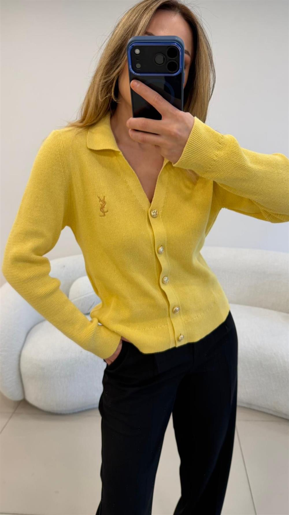 GOLD DÜĞMELİ HIRKA SARI