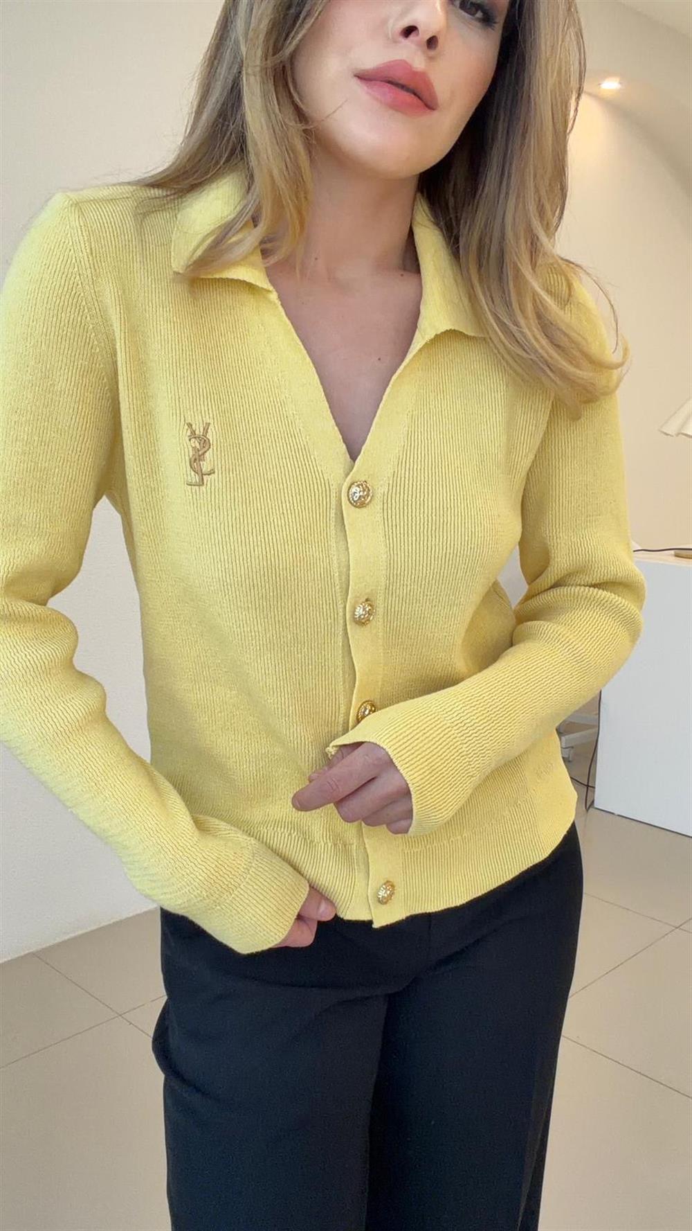 GOLD DÜĞMELİ HIRKA SARI