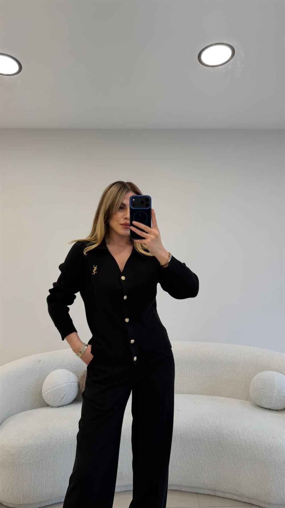 GOLD DÜĞMELİ HIRKA SİYAH