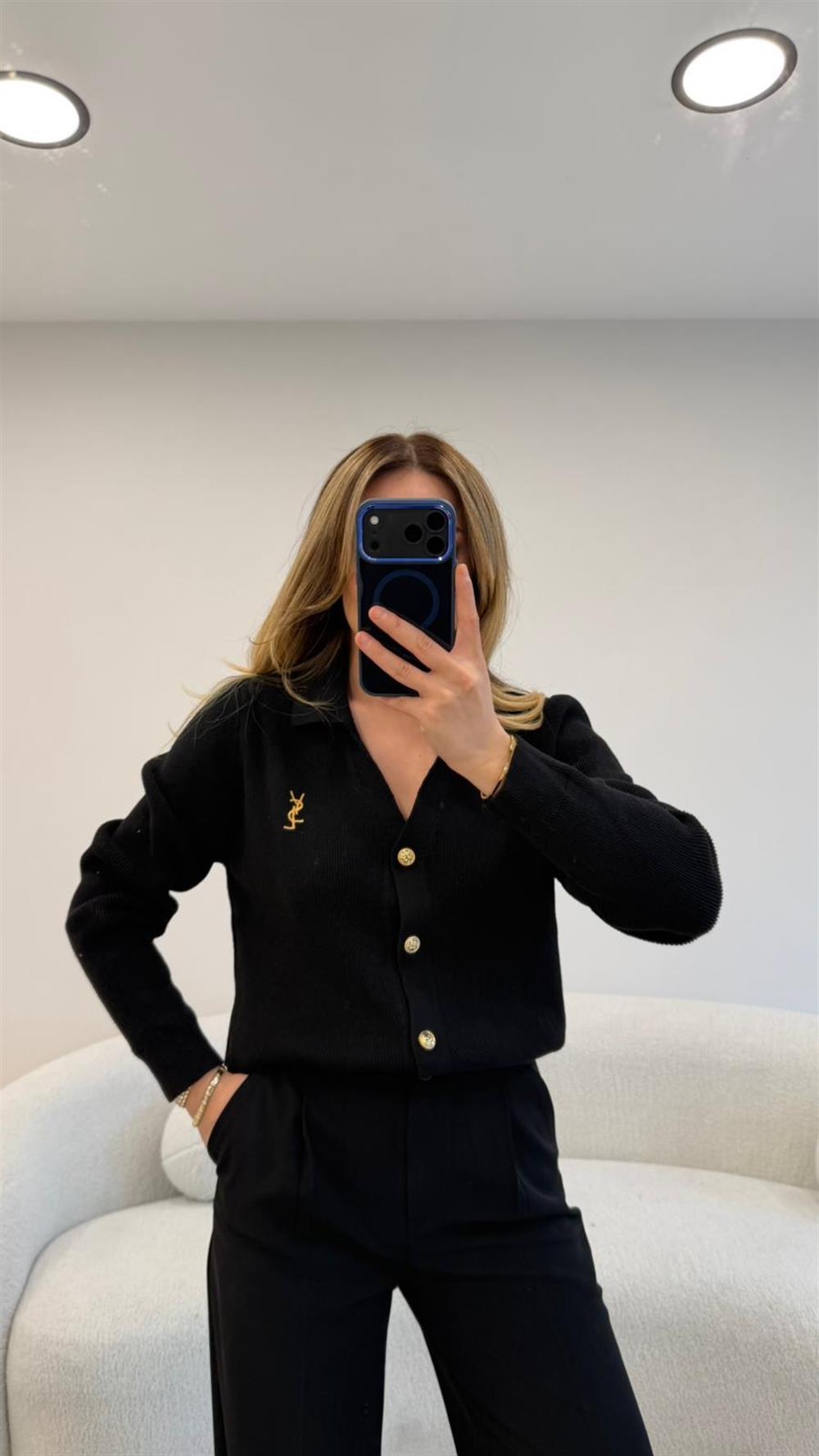 GOLD DÜĞMELİ HIRKA SİYAH