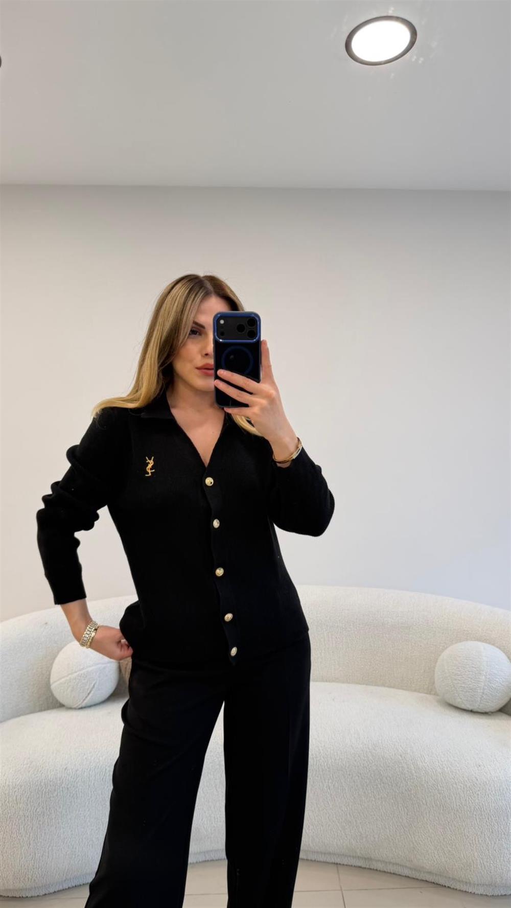 GOLD DÜĞMELİ HIRKA SİYAH