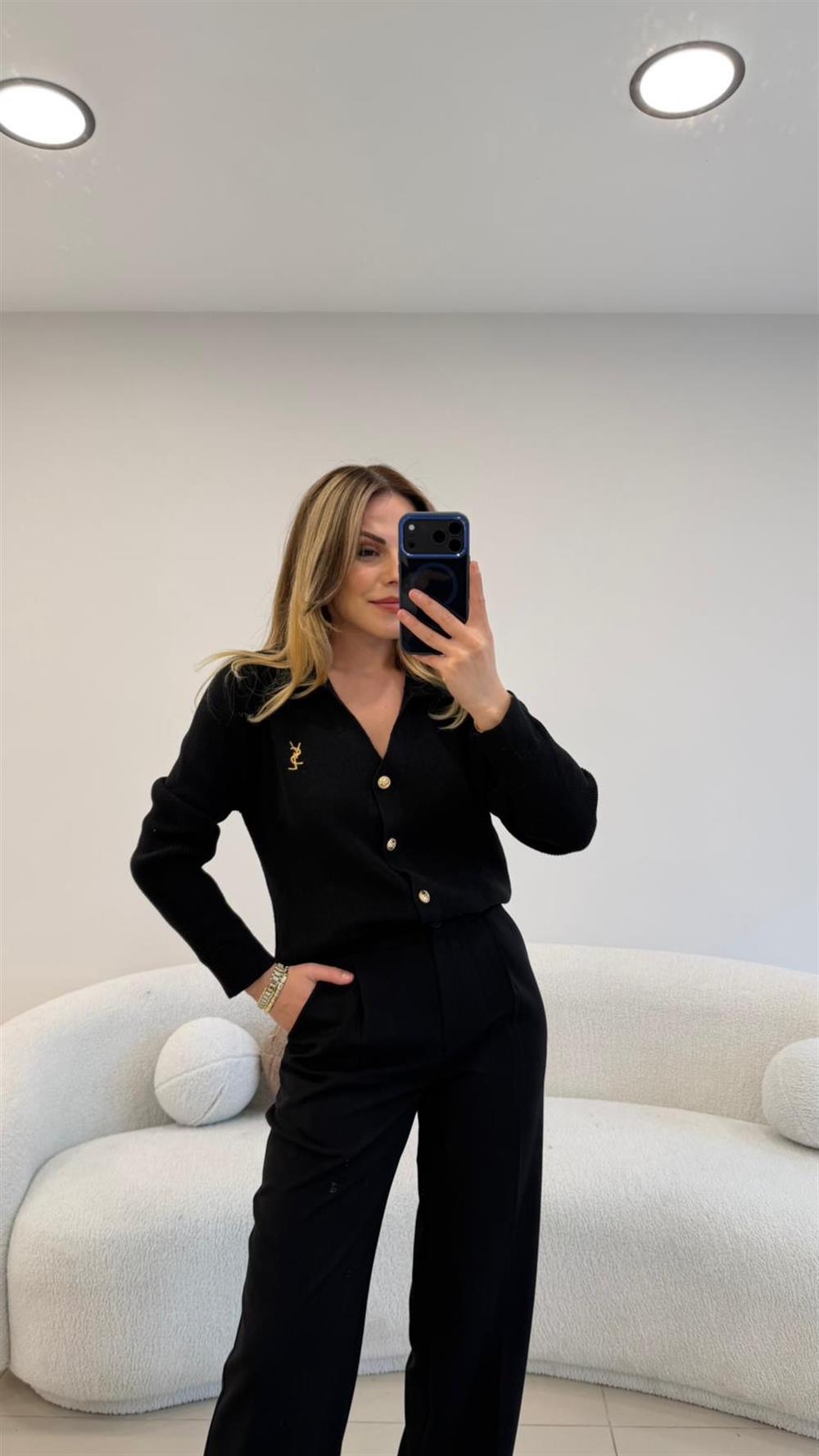 GOLD DÜĞMELİ HIRKA SİYAH