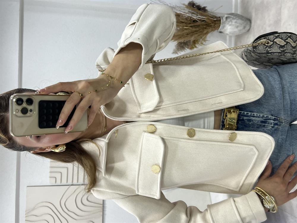 Gold Düğmeli̇ Kaşe Ceket