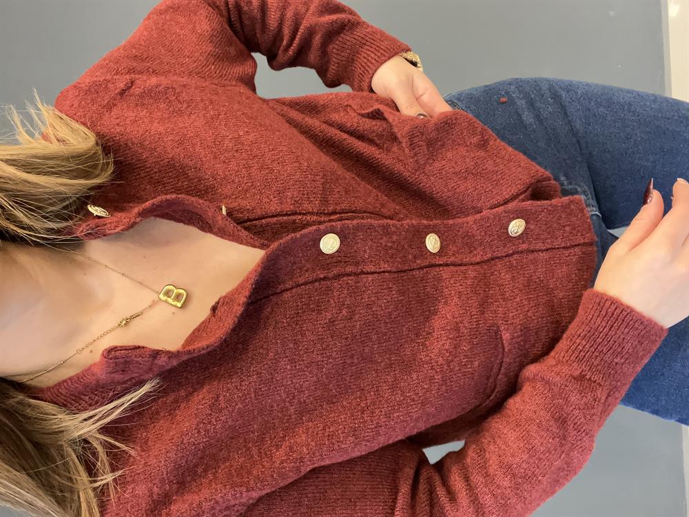 Gold Düğmeli̇ Premi̇um Hirka Bordo