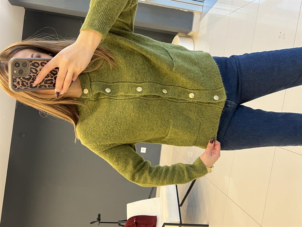 Gold Düğmeli̇ Premi̇um Hirka Yeşi̇l