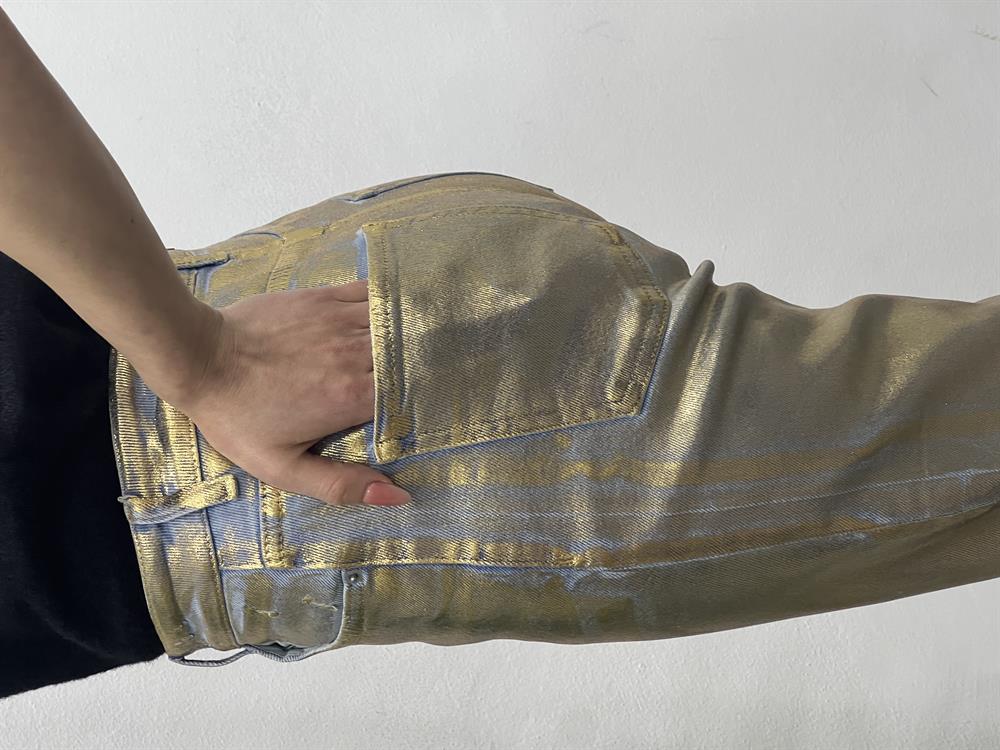 Gold Renk Li̇krali Varakli Parlak Jean