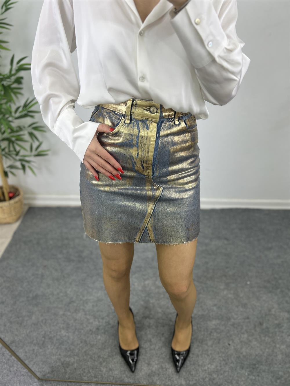 Gold Renk Varakli Etek