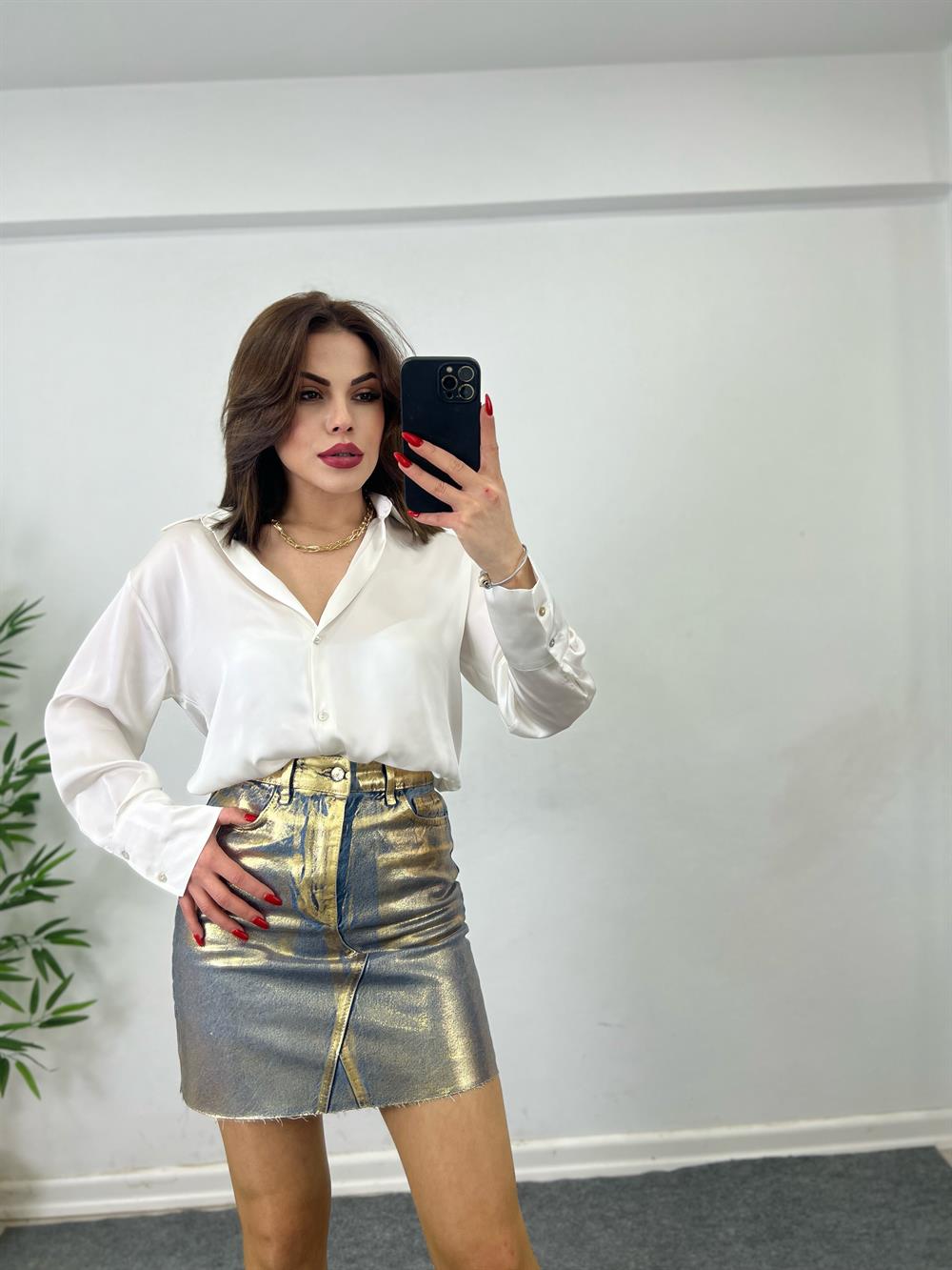 GOLD RENK VARAKLI ETEK