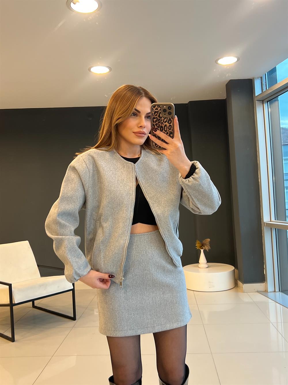 Gri̇ Kaşe İki̇li̇ Takim