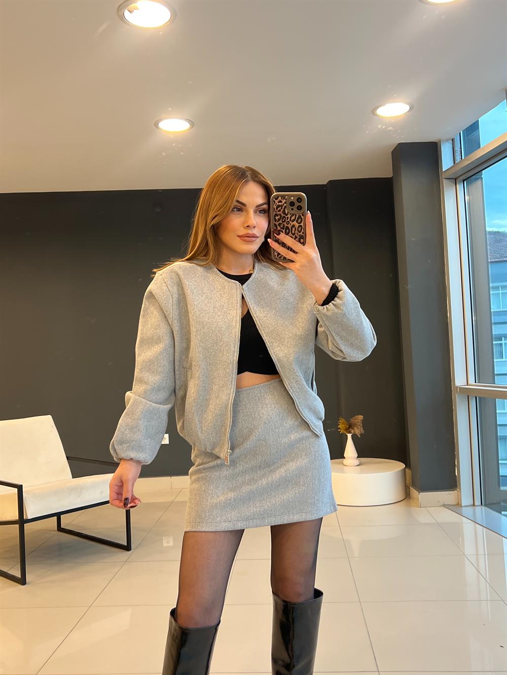 Gri̇ Kaşe İki̇li̇ Takim