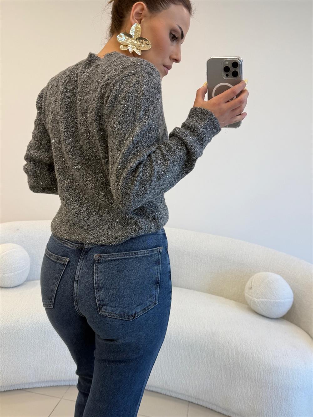 HAFİF İSPANYOL KESİK PAÇA LİKRALI MOM JEAN KOYU MAVİ