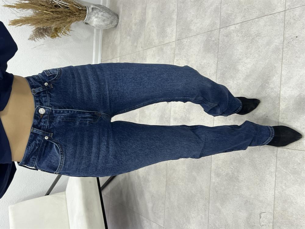 Hafi̇f Li̇kra Taşlanmiş Laci̇verti̇ Palazzo Jean