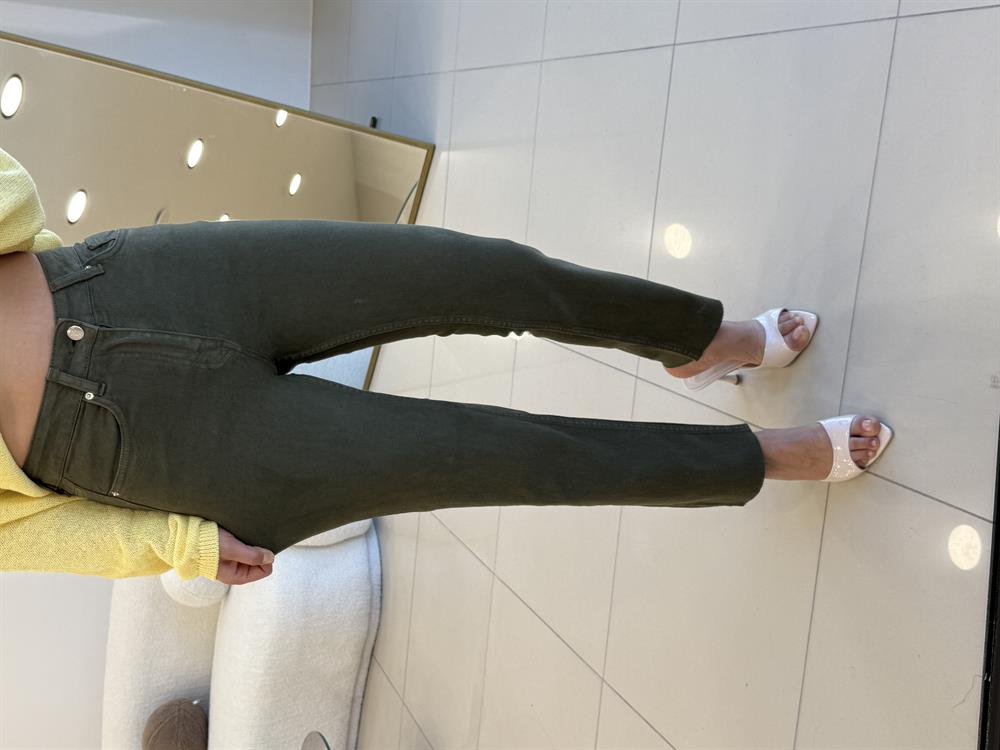HAKİ YEŞİL LİKRALI MOM JEAN 