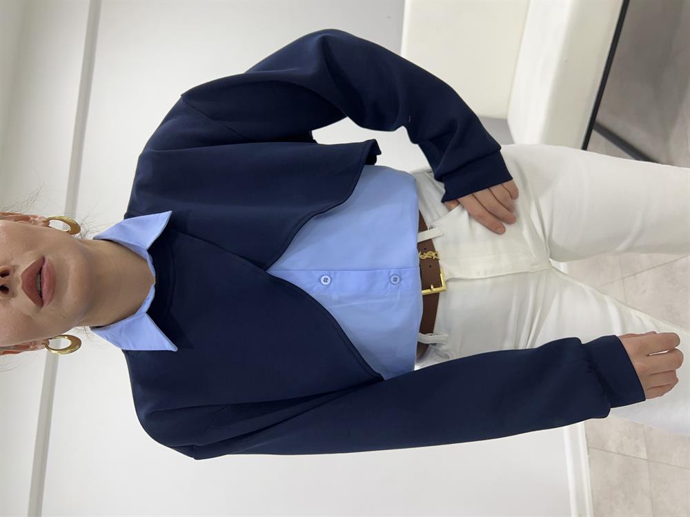 İki̇ Parça Tasarim Twist Model Bluz Laci̇vert